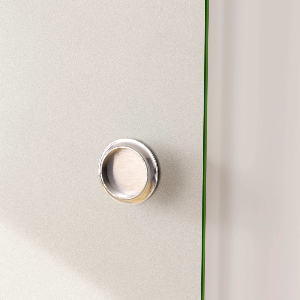 95x225 cm Porta Scorrevole in Vetro da 8 mm Temperato Opaco con Pellicola Anti-frantumi con Binario in Alluminio Bianco Verniciato