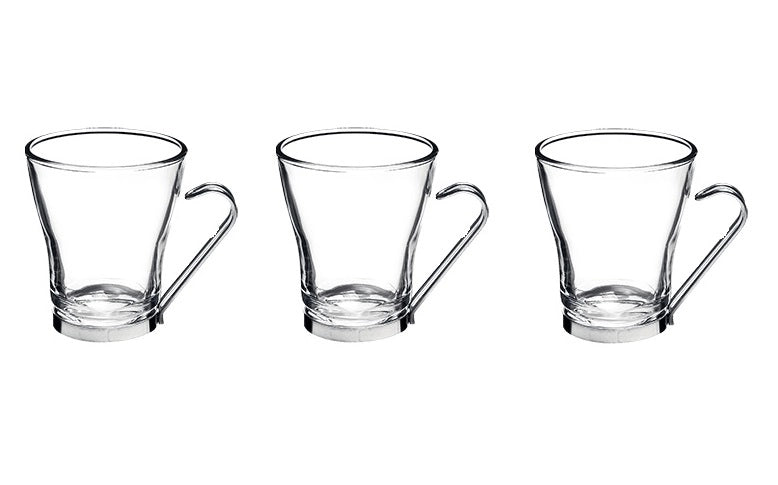 Bicchieri Tazzine Cappuccino Caffè manico in acciaio oslo 3 pezzi 22 cl