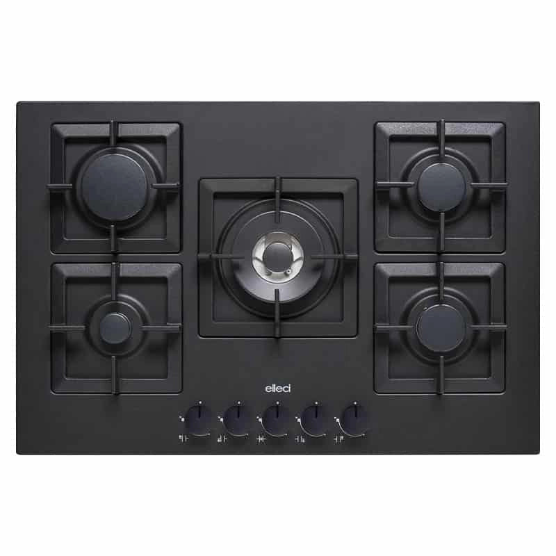 Piani cottura da incasso elleci Plano 75 TCC 5 fuochi Granitek 40 Nero PGSP75140CS