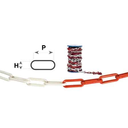 CATENA SEGNALETICA BICOLORE   n° 21 (5 mm) - PxH 35x10 - bobina 30 mt - CATENIFICIO RIGAMONTI