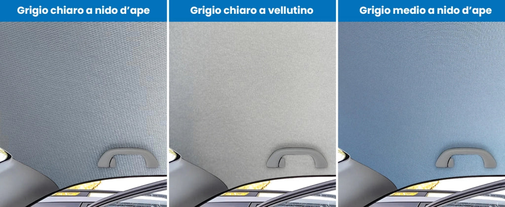 Kit Riparazione Tessuto Cielo Auto - Nido D'ape Grigio Medio Senza Colla - Misura 1,50 x 2 m - Adatto anche per Pannelli Portiere e Pantoni