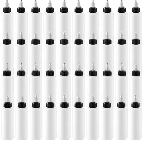 Bottiglie a compressione 40 pezzi - 4 oz/120 ml - Plastica - Bottiglia a vite - Applicatore beccuccio - Leggera e duratura - Bottiglie a sfiato