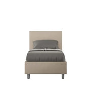 Letto singolo senza rete imbottito 80x190 similpelle tortora Adele