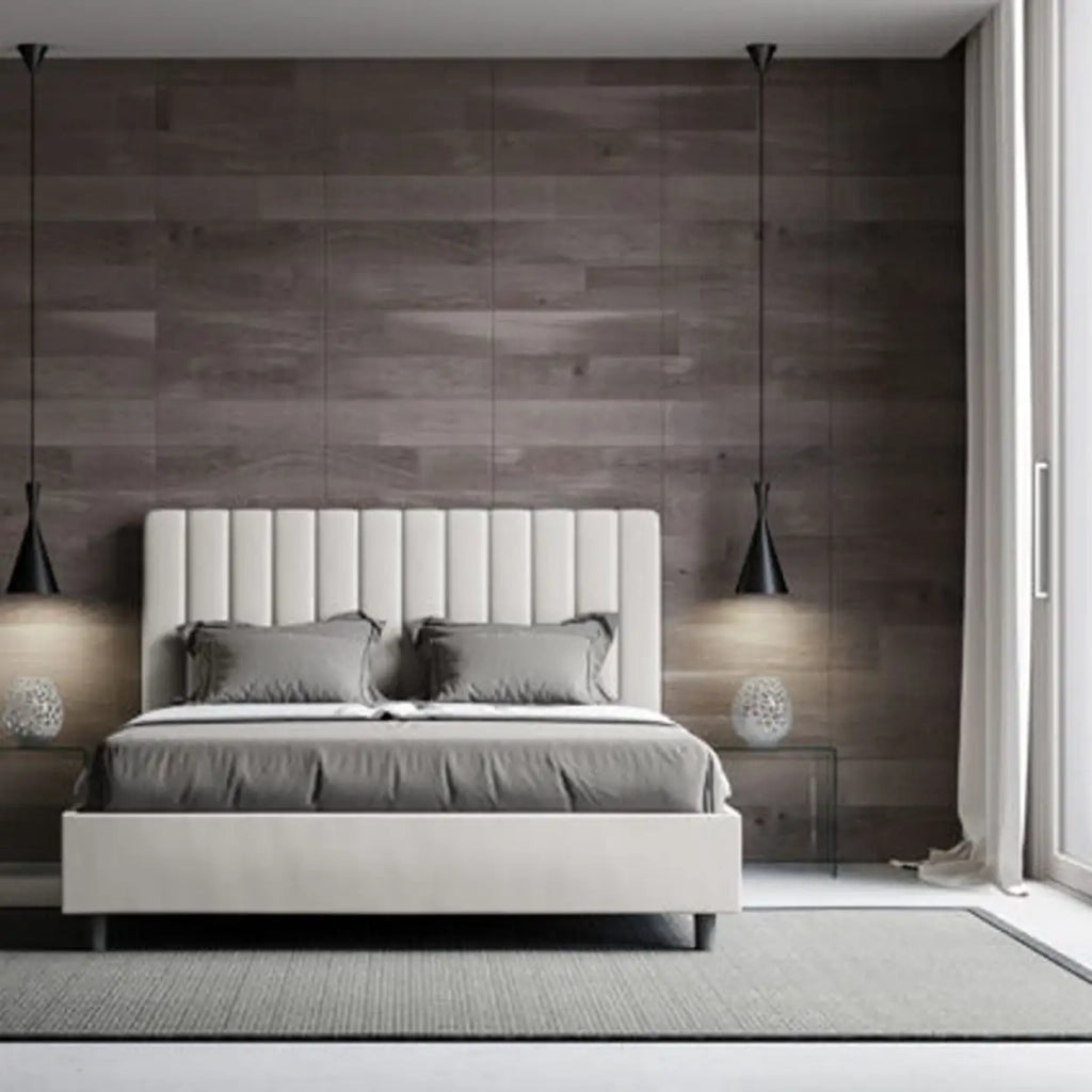 Letto matrimoniale senza rete imbottito 160x200 similpelle bianco Agueda