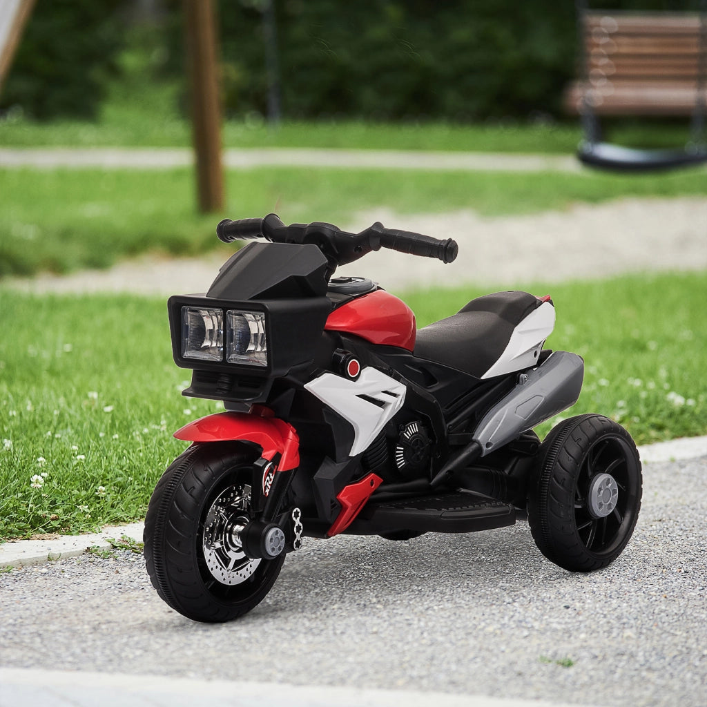 EasyComfort Moto Elettrica per Bambini 3-5 Anni (max. 25kg) con 3 Ruote, Luci e Suoni, Batteria 6V, Rosso, 86x42x52cm