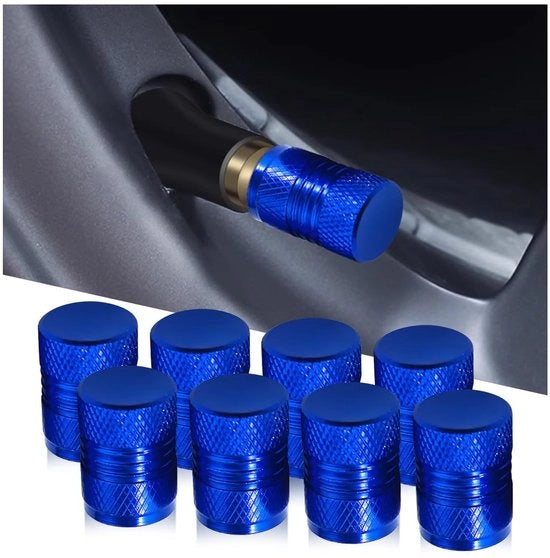Cappe di copertura per pneumatici in alluminio - Resistente alla corrosione - Blu - Coperture per valvole di scarico - Universale - Sostituzione - 8 pezzi
