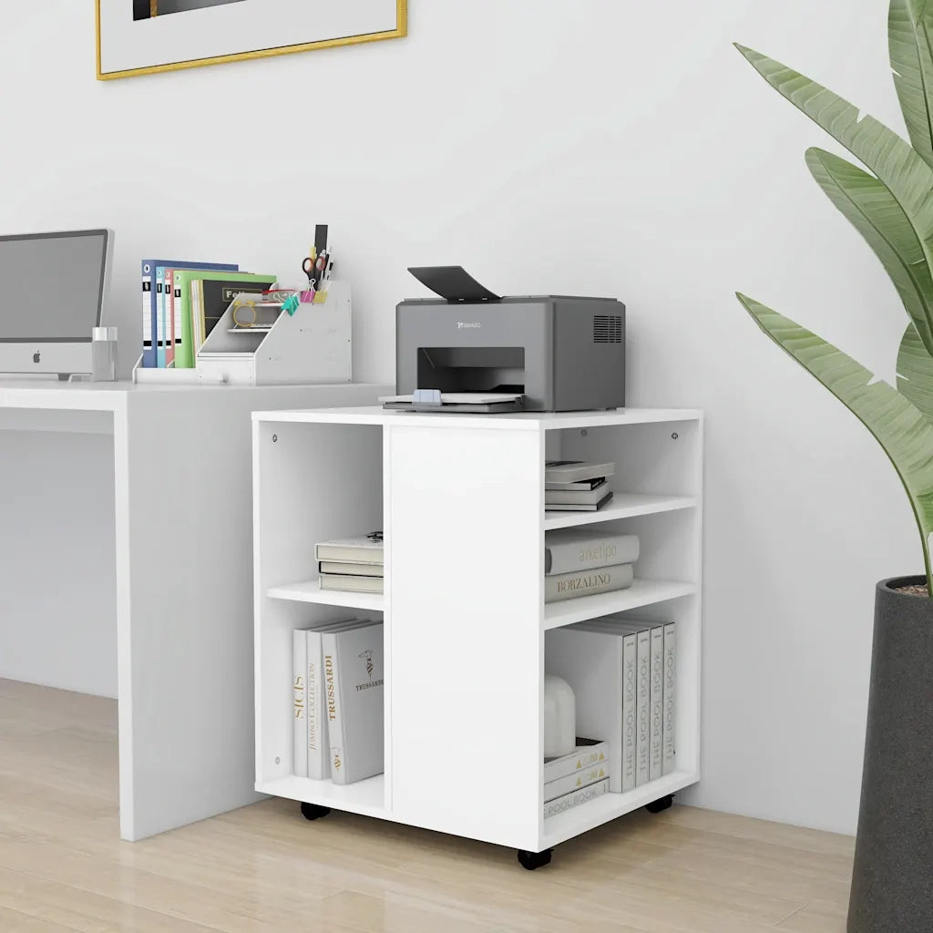 Mobiletto con Ruote Bianco 60x53x72 cm in Legno Multistrato 808458
