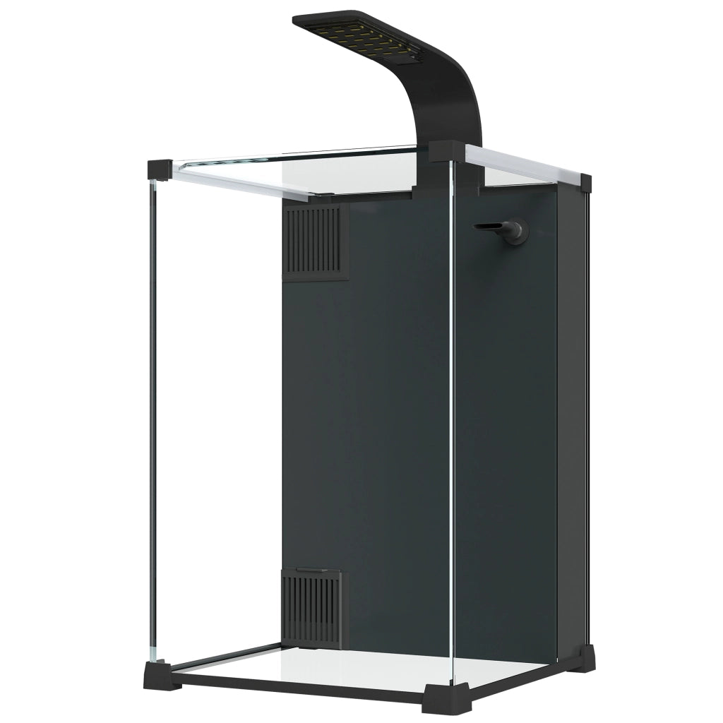 Acquario in Vetro Temperato con Filtro Integrato Pompa 5W e Illuminazione LED ¨C Minimal ¨C 30x30x45cm Nero