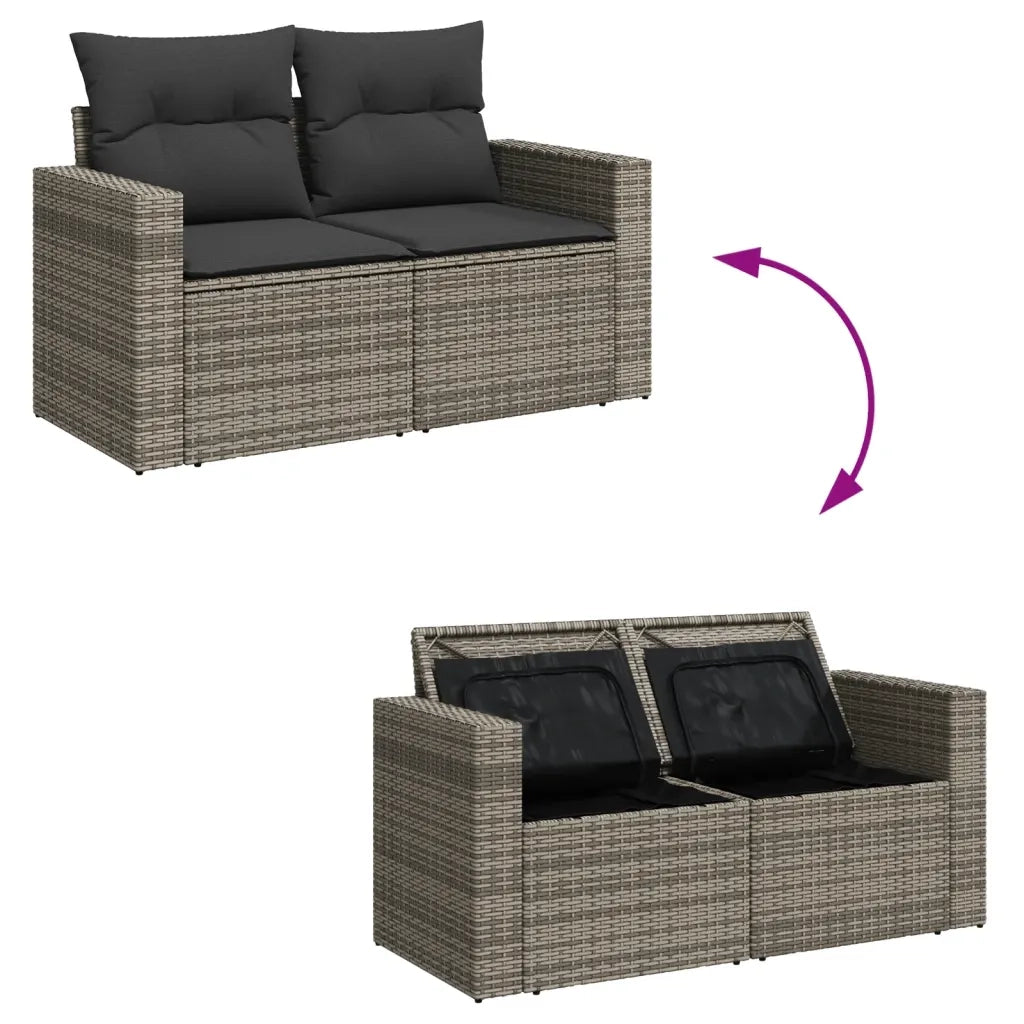Set Divani da Giardino 11 pz con Cuscini in Polyrattan Grigio 3256641