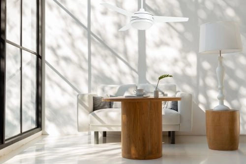 Vam Ventilatore da soffitto bianco 122 cm con luce e telecomando con sensore temperatura