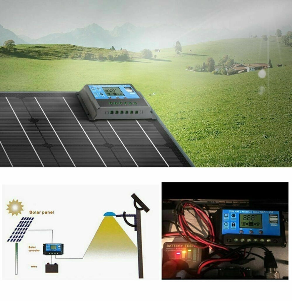 REGOLATORE DI CARICA PANNELLO SOLARE CONTROLLER 12V/24V 10A BARCA CAMPER AUTO
