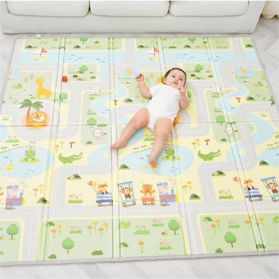 Matrice di gioco per bambini XXL - 150x180x1cm - Ripiegabile & Invertibile - Tappeto di gomma spugnosa per gioco - Sicuro & Comodo - Matto per neonati