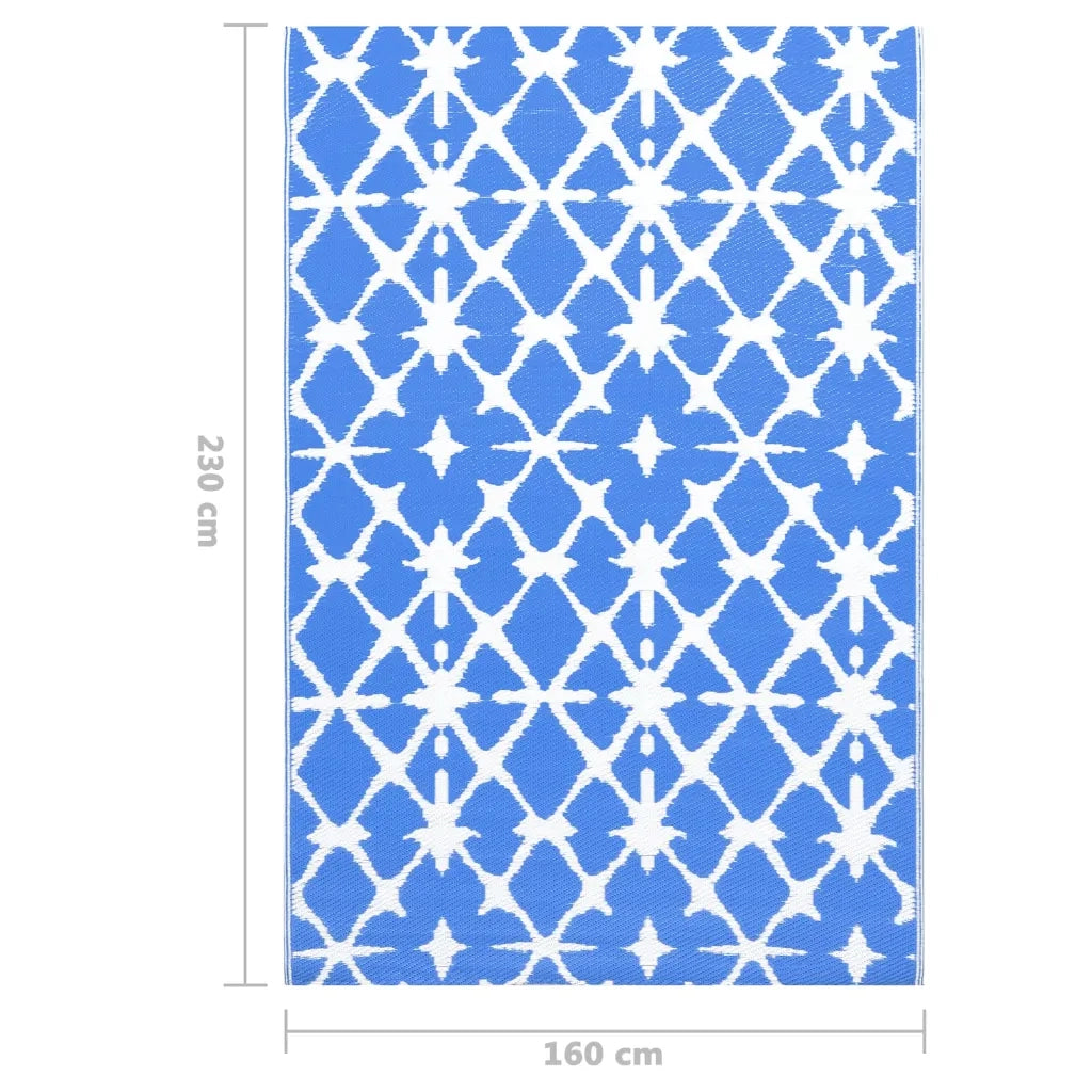 Tappeto da Esterni ARAKIL Blu e Bianco 160x230 cm in PP 310446