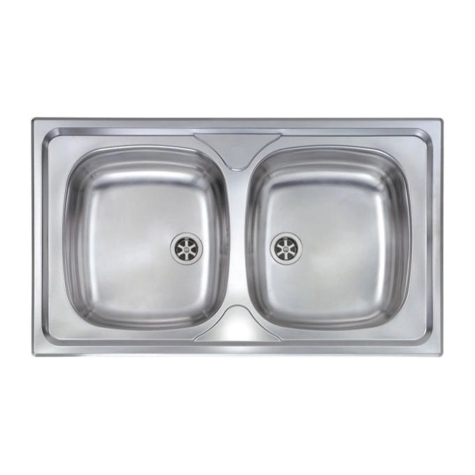 CM 011554 Mondial Lavello da incasso 2 vasche 86x50 cm Acciaio Inox AISI 304 Sopratop Prelucidato colore Inox