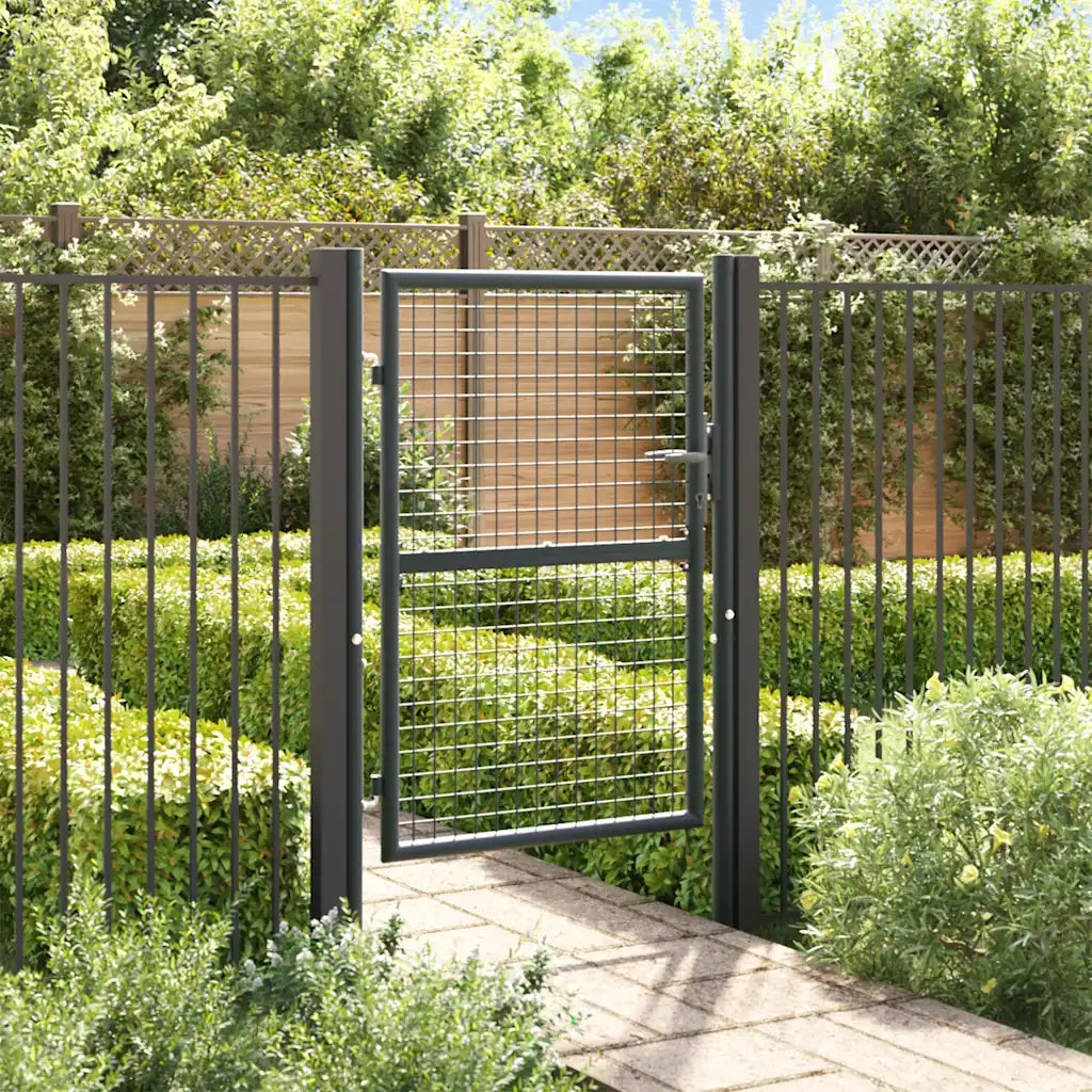 Cancello da Giardino in Rete di Acciaio Zincato 100x125 cm Grigio CFW3637785