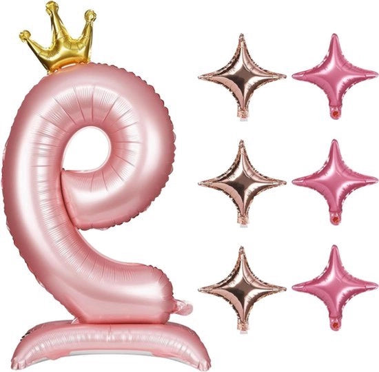 Balloon numerici - Balloon di elio - Festa di compleanno - Corona - Decorazione di festa - Foglio di alluminio - Balloon numerici 0-9 per compleanni e anniversari con stelle