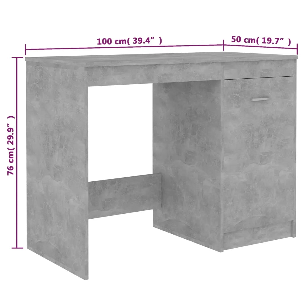 Scrivania Grigio Cemento 100x50x76 cm in Legno Multistrato 801800