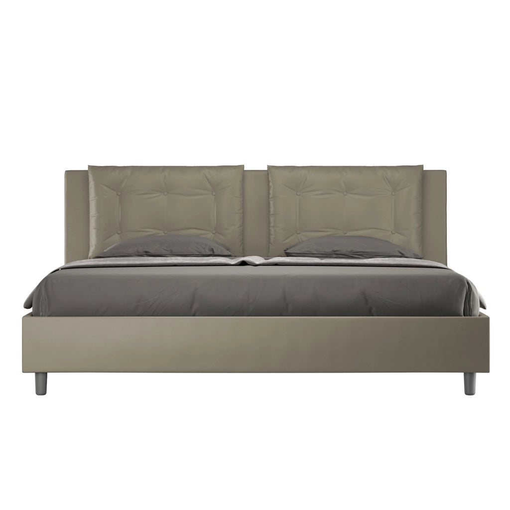 BS COM Letto con rete imbottito 180x200 similpelle cappuccino