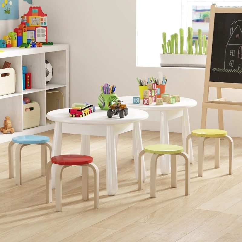 Set di 4 sgabelli impilabili in legno, multicolor, con feltrini antiscivolo