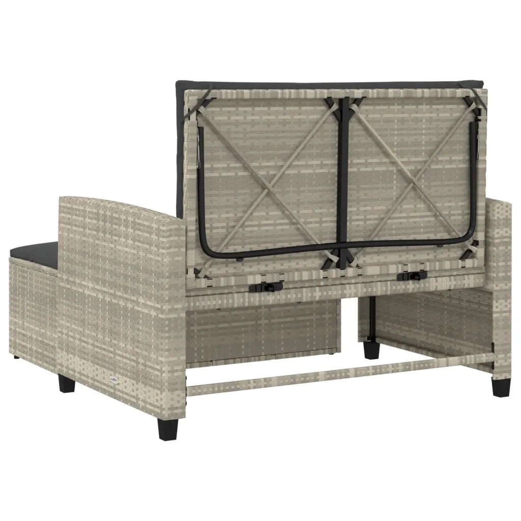 Divano da Giardino con Cuscini 2 Posti Grigio Chiaro Polyrattan 365137