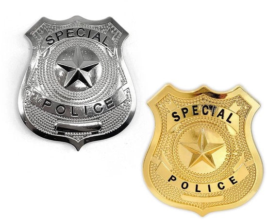 Set di Insegne della Polizia da 2 pezzi - Accessori per Giochi di Ruolo - Verifica Identità - Halloween - Fatto di Ferro - Costume della Polizia
