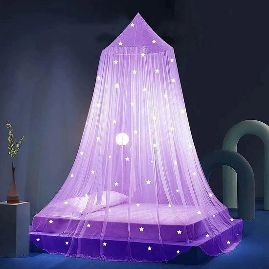 Cannettura di luce per bambina, tenda da letto per bambina, rete per zanzare, baldacchino da letto per bambina, letto, camera, decorazione, viola