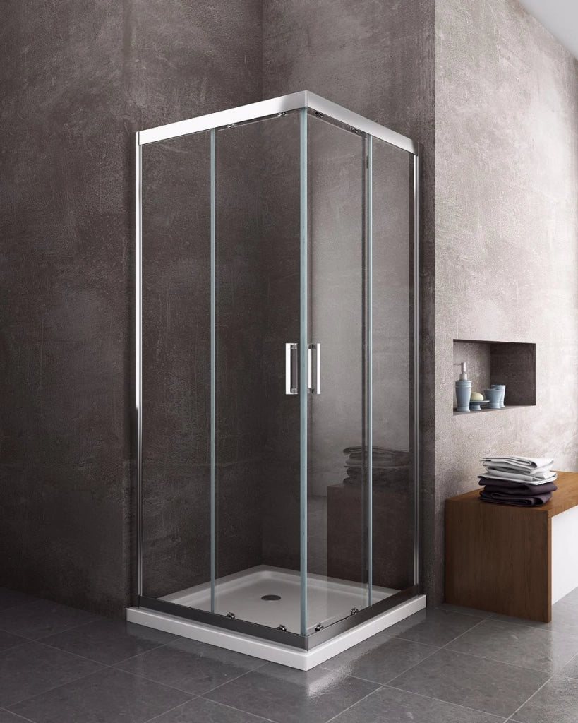 Box doccia 6 mm angolare quadrato profilo cromo reversibile H.190 70x70