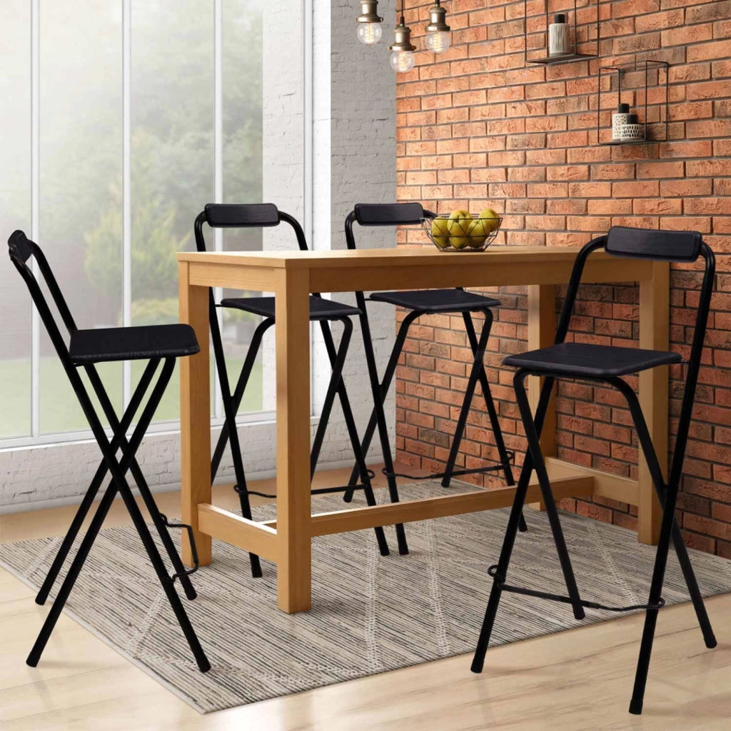 IDMarket - Set di 4 sgabelli da bar pieghevoli DELSON neri
