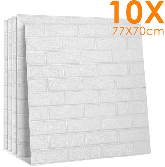 Pannelli 3D per parete - 10 pezzi - Stickers per parete - Pannelli per parete - Tegole per parete - Rivestimento autoadesivo - Salotto e bagno - Pannelli 3D per parete - 70x77 cm - Decorazione per parete impermeabile - Rivestimento autoadesivo