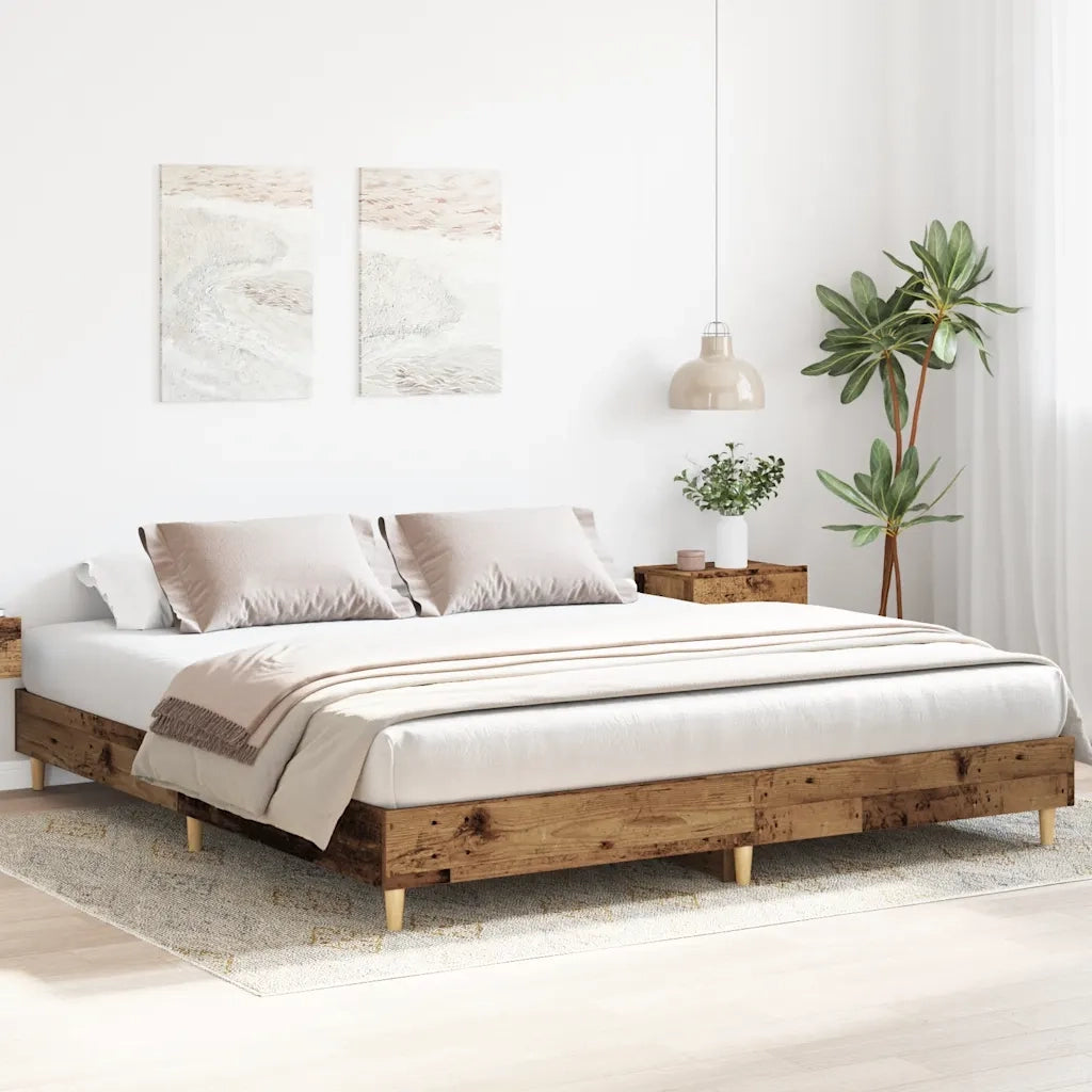 Letto matrimoniale | Letto per adulti | Giroletto senza Materasso Legno Antico 180x200 cm in Truciolato