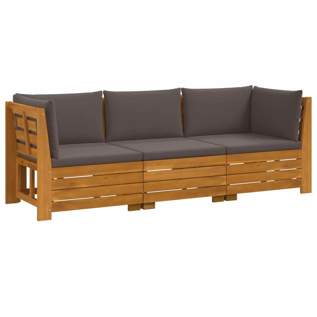 Set di divani da esterno-Sofa da giardino con cuscino 3 Pezzo Marrone 659381