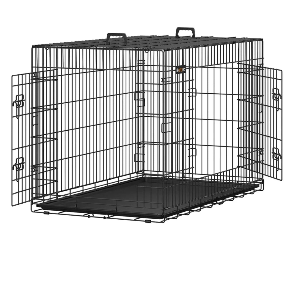 Trasportino per cani portatile e pieghevole con due porte maniglie e vassoio taglia XXXL 122 x 76 x 81 cm nero 12_0004783