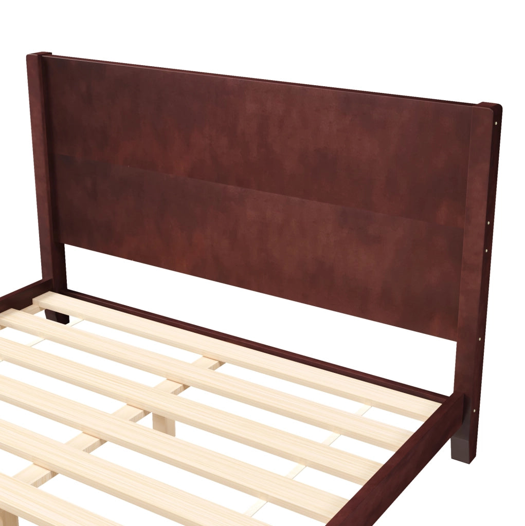 Letto matrimoniale 160x200 in legno con testiera e rete a doghe, marrone