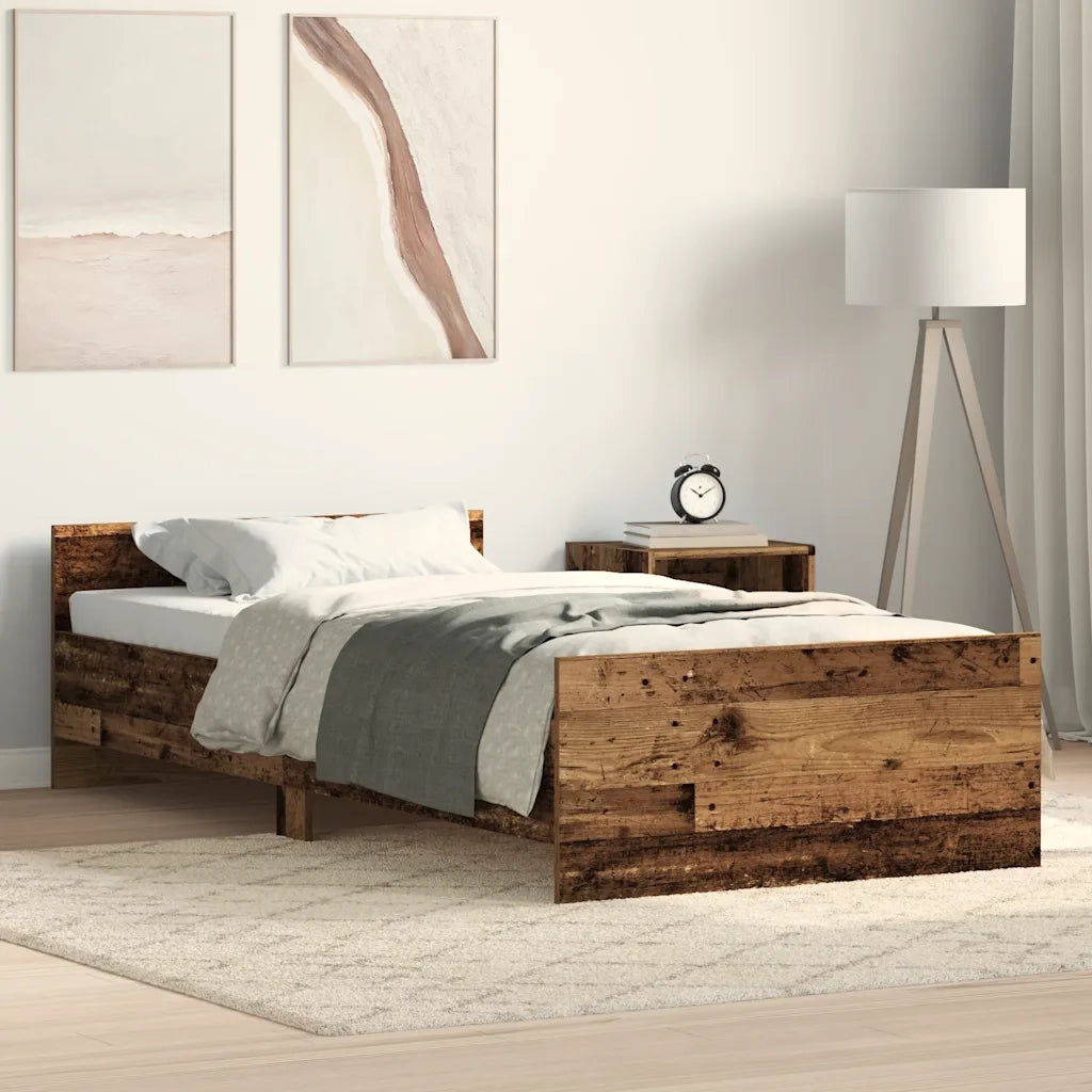 Letto singolo | Letto per adulti | Giroletto senza Materasso Legno Antico 75x190 cm in Truciolato