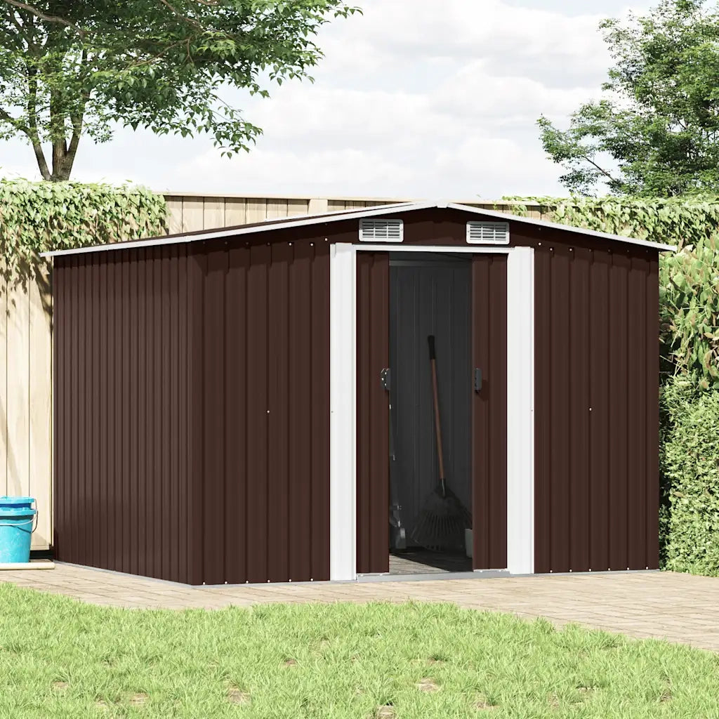 Capanno Attrezzi da Giardino Marrone 257x205x178 cm in Acciaio 47031