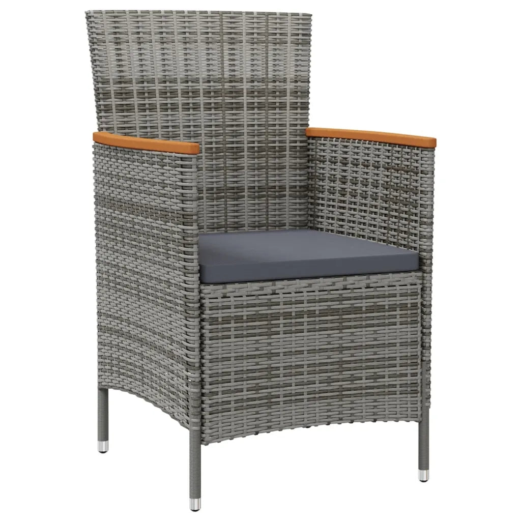 Set da Giardino 7 pz con Cuscini in Polyrattan Nero e Grigio 3094937