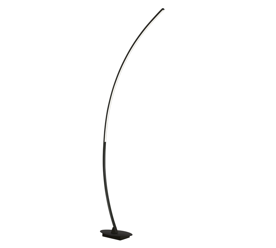 Piantana ad arco LED, metallo, nero opaco, H 158 cm, Solo
