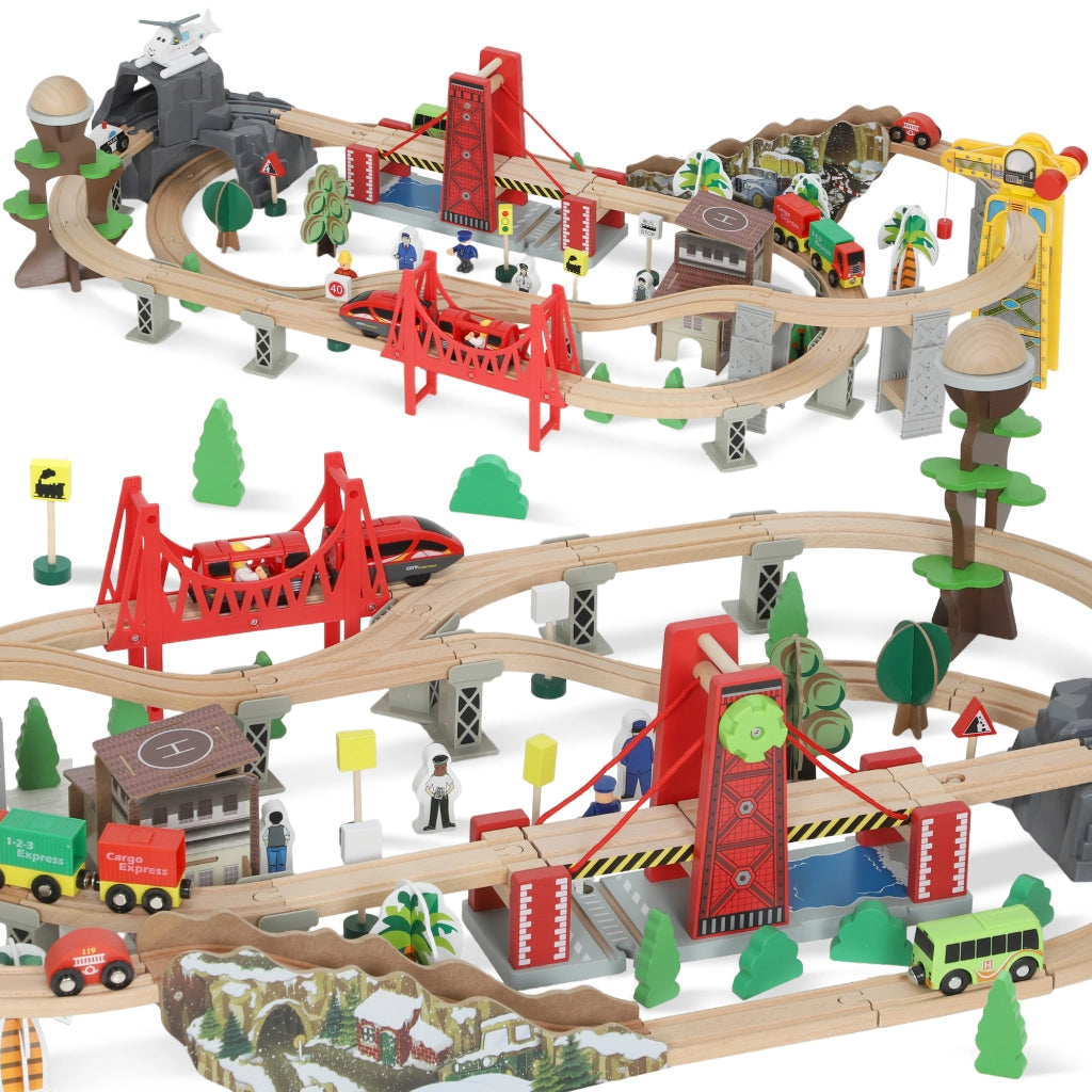 Treno Giocattolo in Legno ¨C zephmum ¨C Naturale 100 Pezzi