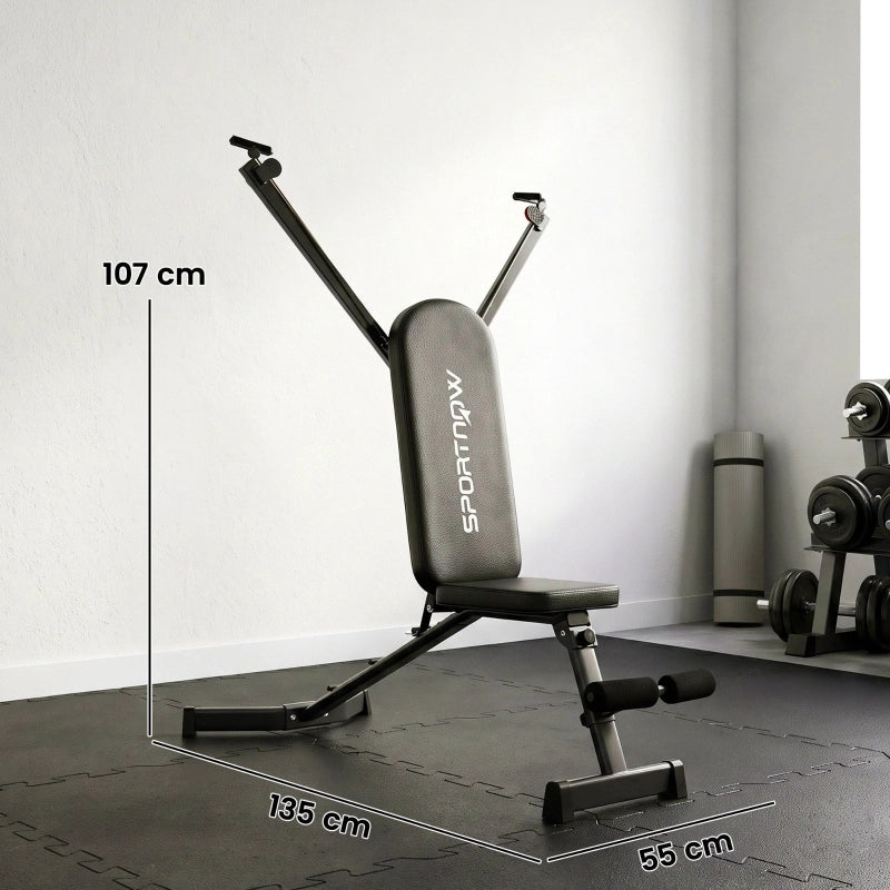 Panca pesi pieghevole con leg curl, schienale regolabile a 3 posizioni, portata 300 kg, nera
