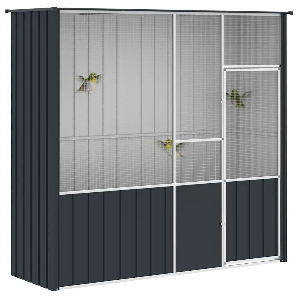 Gabbia per Uccelli Antracite 215x78x200 cm in Acciaio Zincato 172344