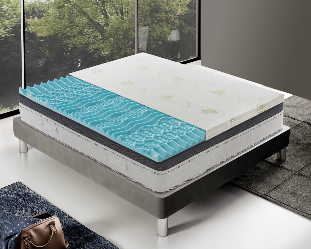 Topper Piazza e Mezza 140x200 in memory foam 5 cm con rivestimento in aloe vera sfoderabile - 9 Zone di Comfort