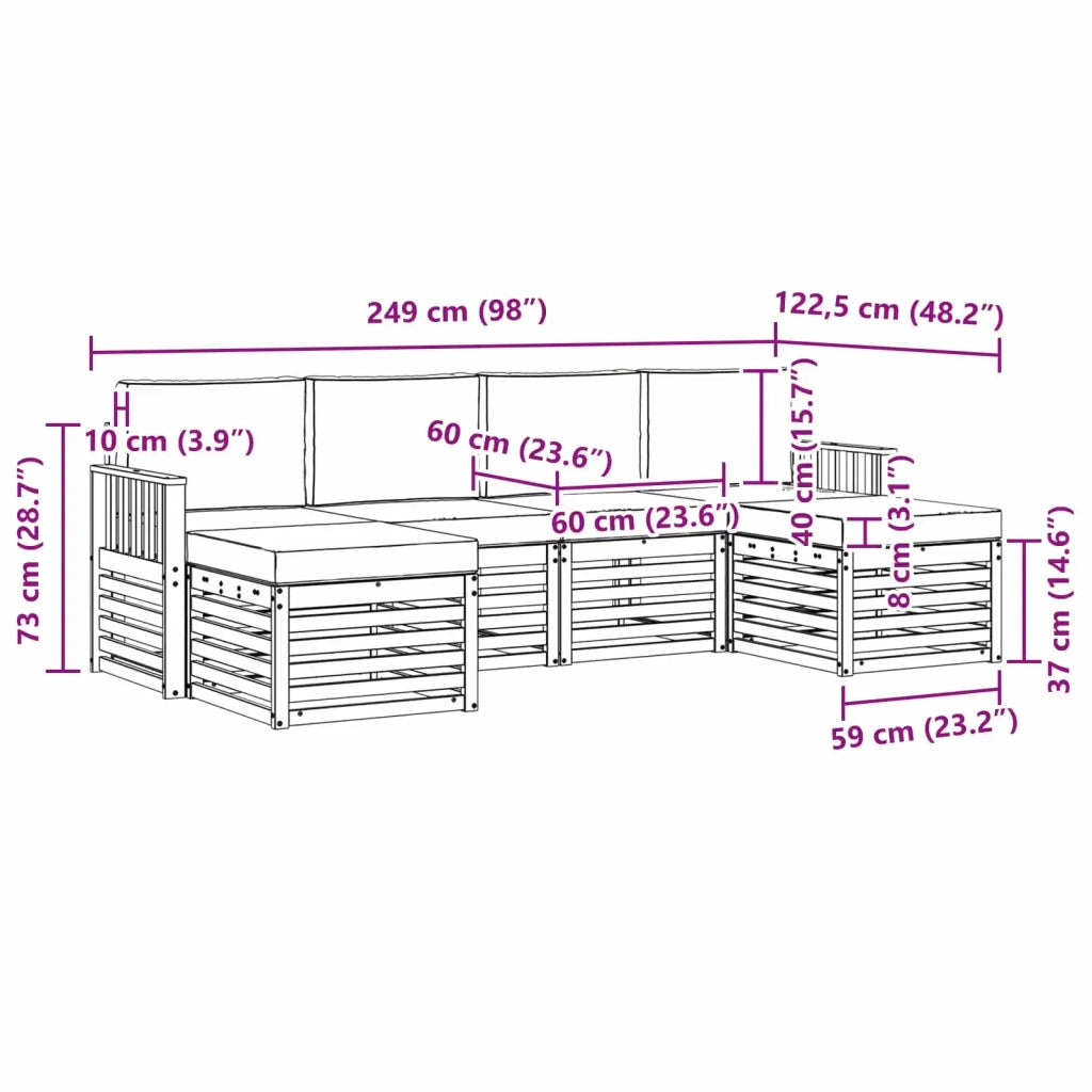 Set divani con cuscino 6 pcs Grigio Naturale e Chiaro 3375241
