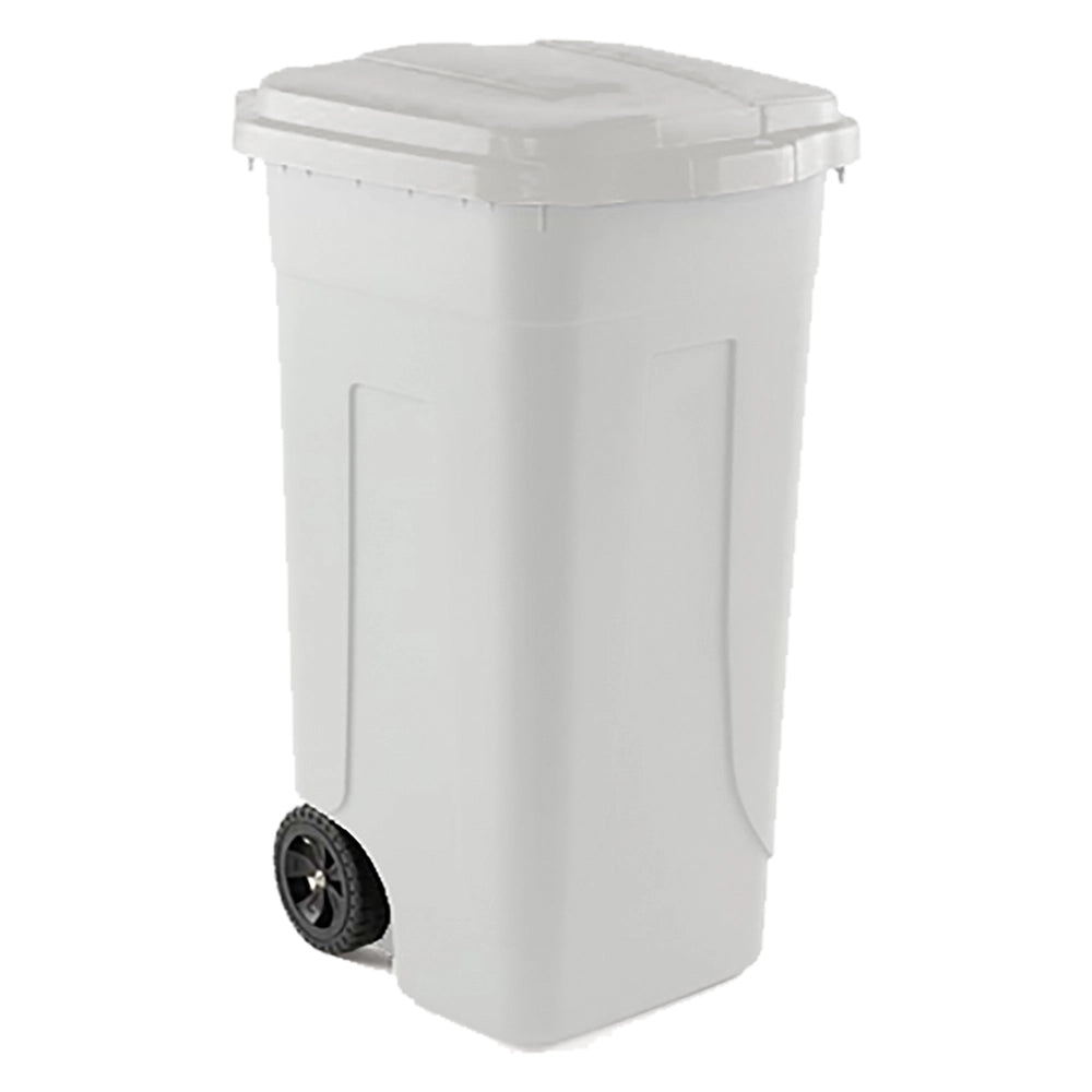 BIDONE IMMONDIZIA CARRELLATO 'OTTANTA' Lt. 80  - corpo/coperchio bianco  - MOBIL PLASTIC