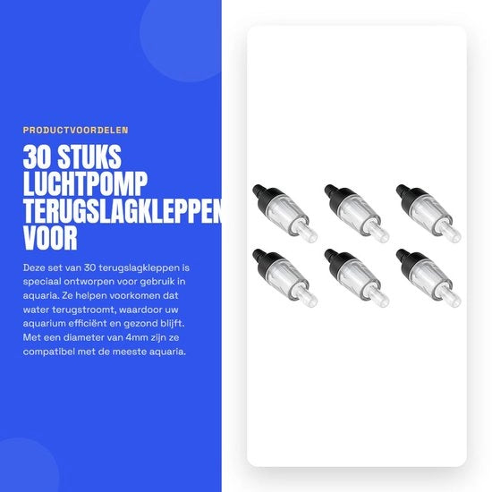 Kit di valvole di ritorno 30 pezzi - pompa a vuoto 4mm - accessori per acquario - 43x13mm - plastica - prevenzione del riassorbimento dell'acqua - accessori per acquario