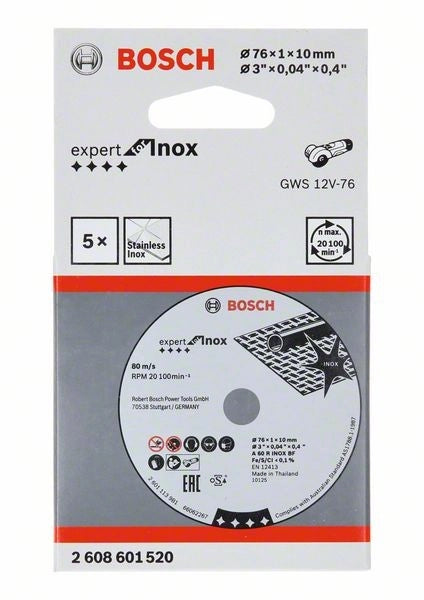 2608601520 - CONFEZIONE 5 DISCHI DA TAGLIO X INOX D.76mm X SMERIGLIATRICI