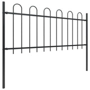 Recinzione da Giardino | Recinzione da cortile con Parte Superiore ad Anello in Acciaio 1070x80 cm Nera