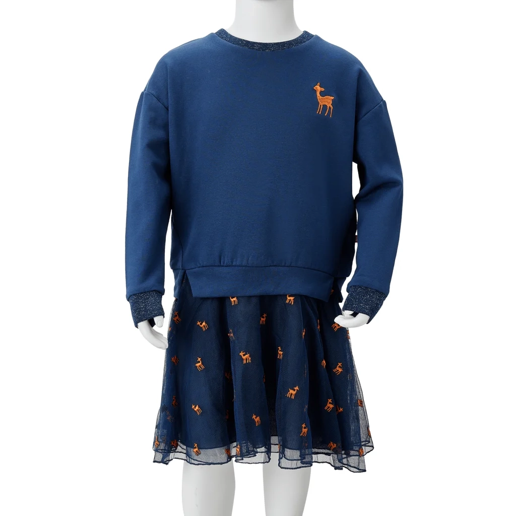 Abito da Bambina a Maniche Lunghe Blu Marino 92 14194