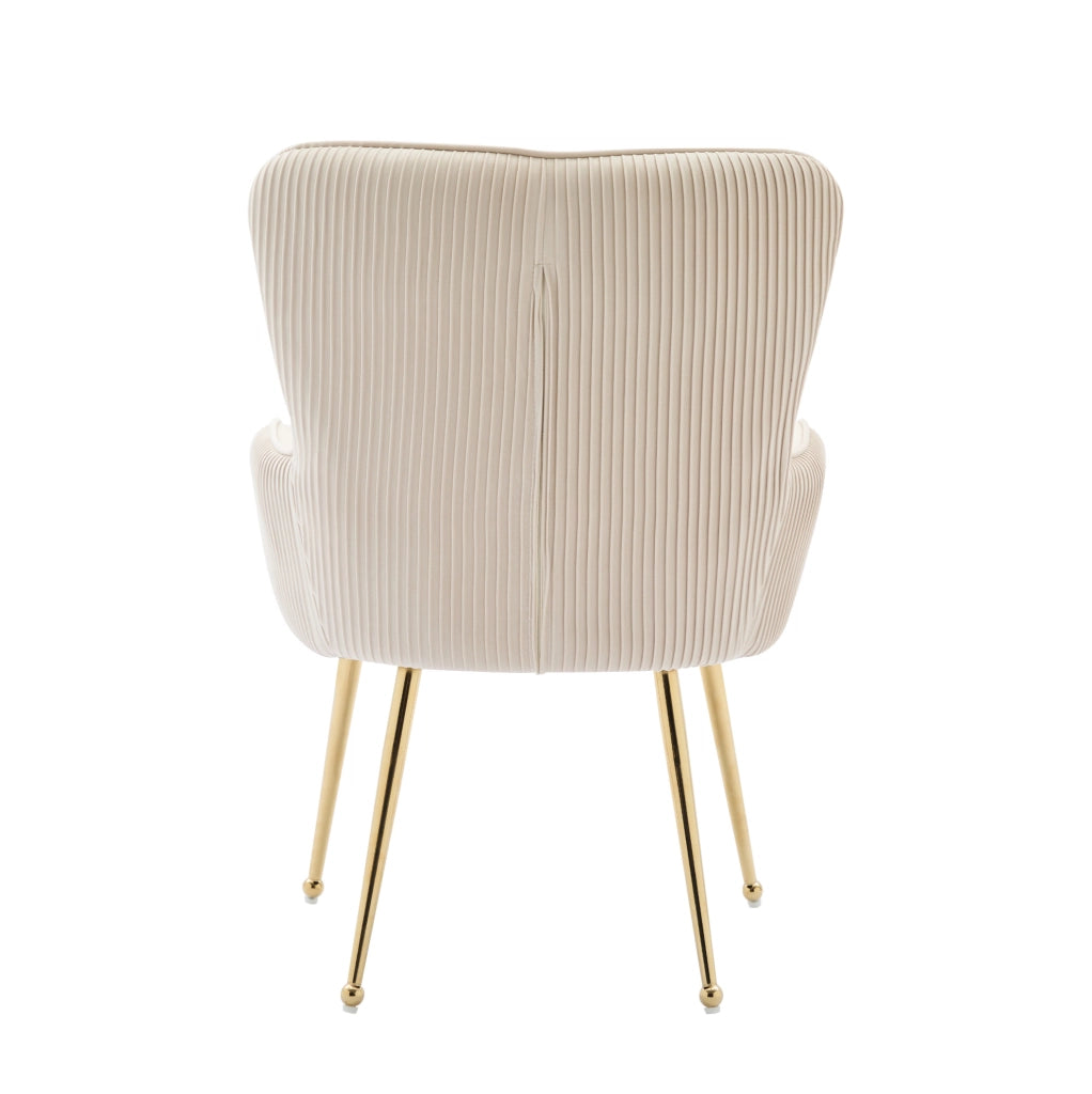 Set di 2 sedie con braccioli e supporto lombare in velluto beige e oro