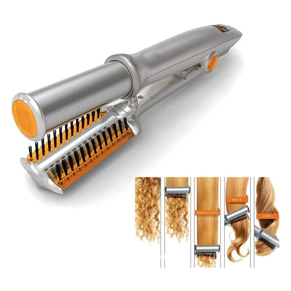 Trade Shop - Spazzola Piastra Rotante Per Capelli Lisci Ricci Arriccia Stira In Ceramica -