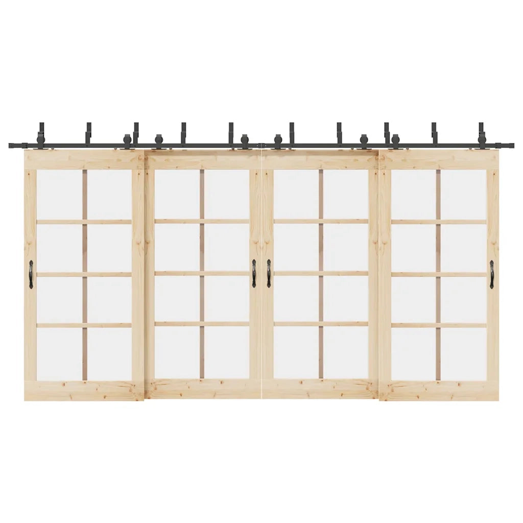 Kit di Binari per Porte Scorrevoli 427 cm Acciaio Nero